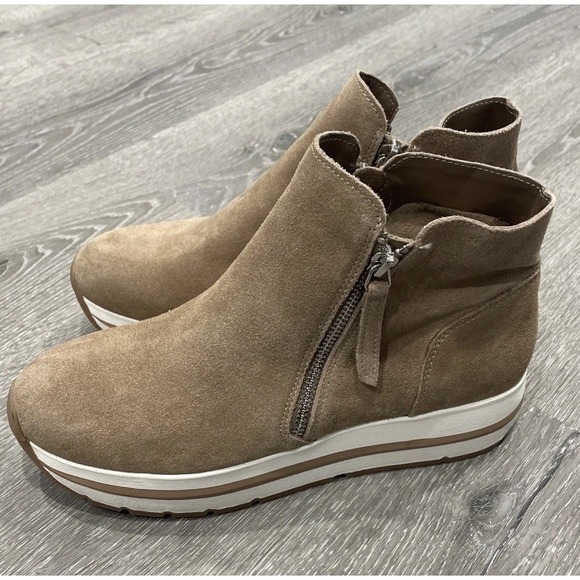 Steve Madden Glided Unit Leather Platform High-Top Sneaker Beige Women's 8.5M - Picture 2 of 7